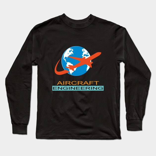 Aircraft engineering airplane image, text, and logo Long Sleeve T-Shirt by PrisDesign99